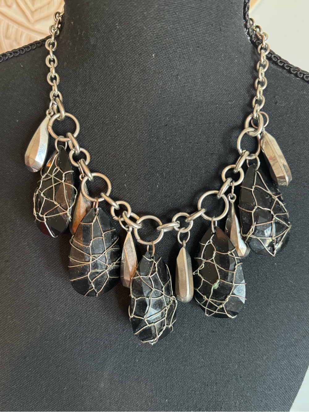 Black Statement Teardrop Necklace